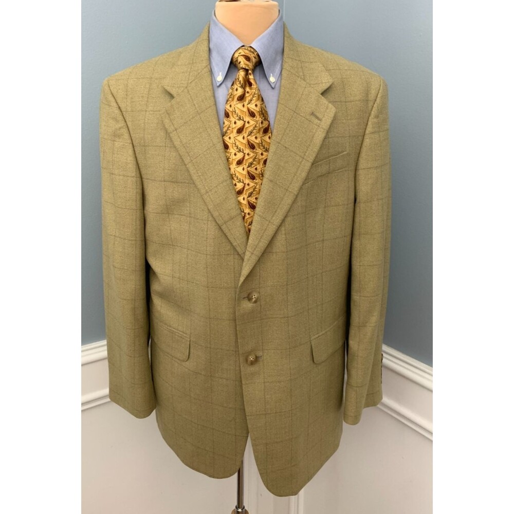 Meeting Street Blazer Mens 42R Silk Wool Plaid Check Windowpane Jacket Sportcoat